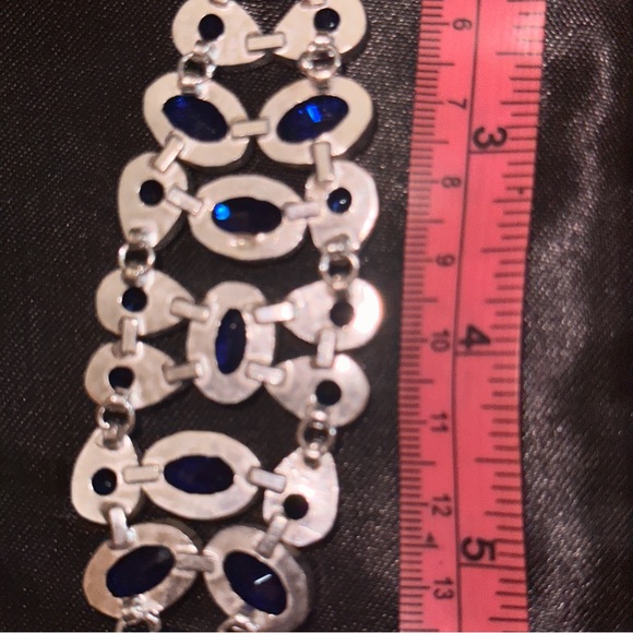 Sophisticated London Blue Topaz multi-gem cluster statement cuff Bracelet - Picture 11 of 12